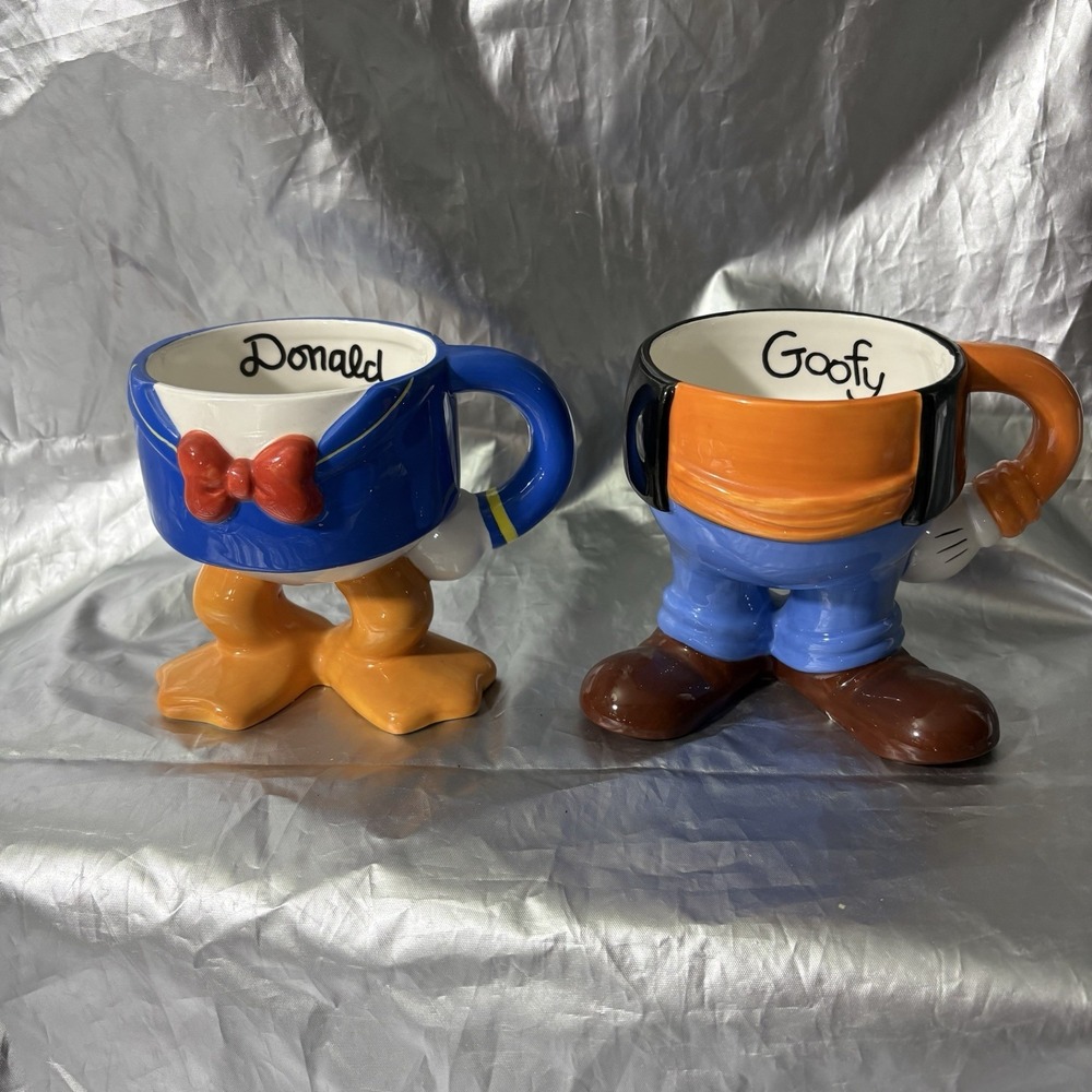 Disney Vintage Goofy And Donald Coffee Mugs Bottom Half Body Rare Htf